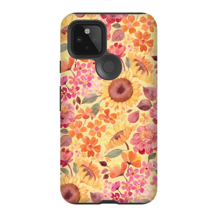 Pixel 5 StrongFit Happy Boho Autumn Floral  by Micklyn Le Feuvre