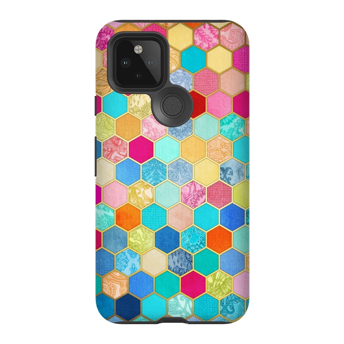 Pixel 5 StrongFit Patterned Honeycomb Patchwork in Jewel Colors by Micklyn Le Feuvre