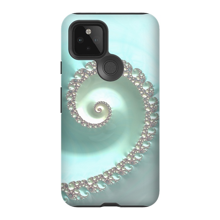 Pixel 5 StrongFit Fantastic Turquoise Fractal by Andrea Haase