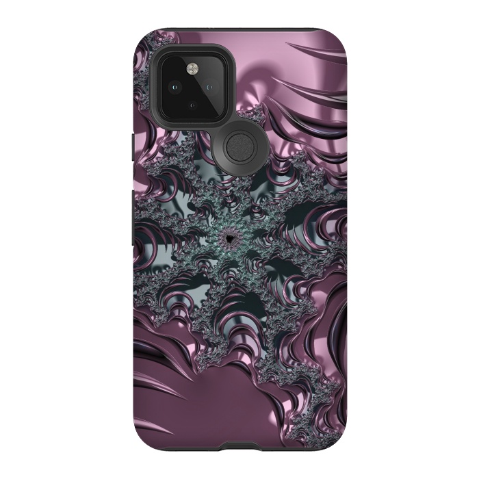 Pixel 5 StrongFit Shiny Pink Green Fractal Design by Andrea Haase