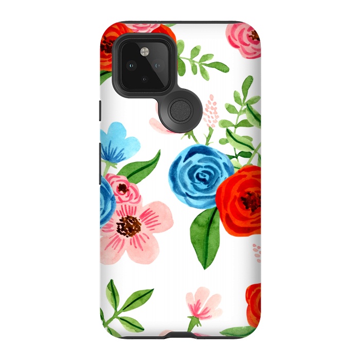 Pixel 5 StrongFit White Ditsy Block Floral Garden Print by Becky Starsmore