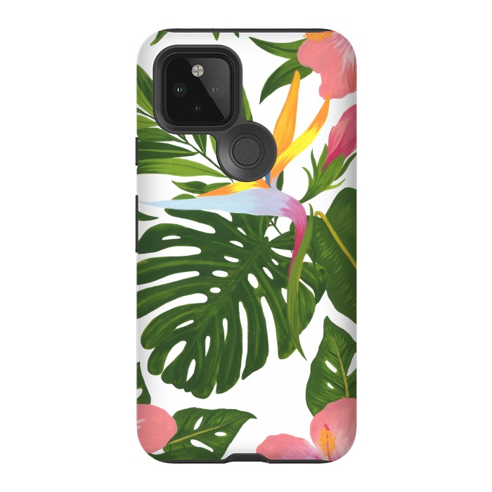 Pixel 5 StrongFit Bird Of Paradise Jungle Floral Print by Becky Starsmore