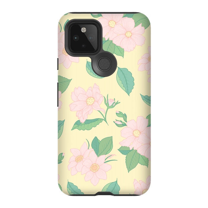 Pixel 5 StrongFit Yellow Pastel Floral Print by Becky Starsmore