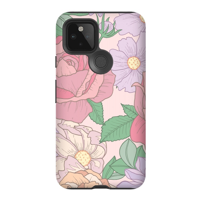 Pixel 5 StrongFit Pink Summer Rose Floral Bouquet by Becky Starsmore