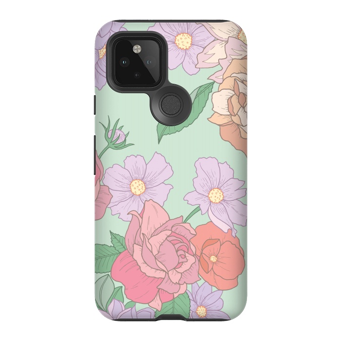 Pixel 5 StrongFit Green Floral Bouquet Print by Becky Starsmore