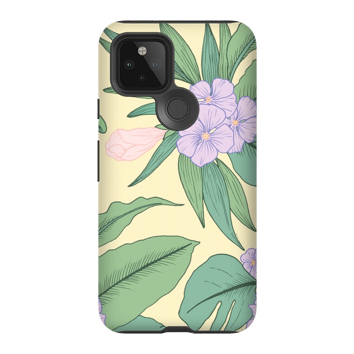 Pixel 5 StrongFit Yellow Tropical Floral Print by Becky Starsmore