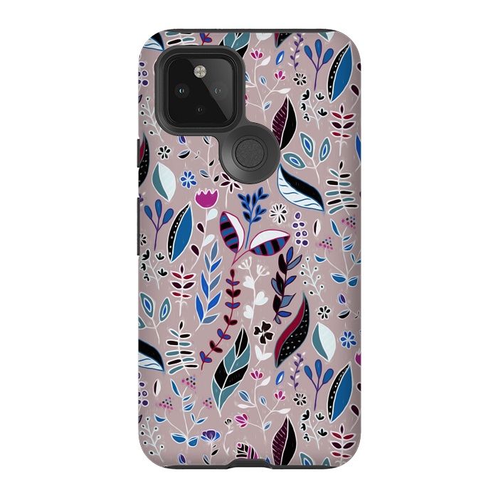 Pixel 5 StrongFit Vibrant Nature Doodle On soft Grey  by Tigatiga
