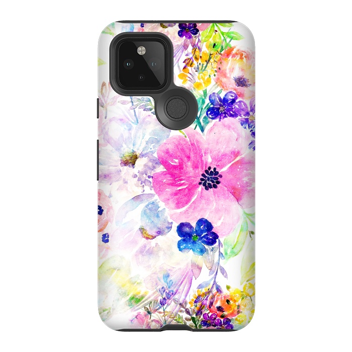 Pixel 5 StrongFit Pretty watercolor floral hand paint design by InovArts