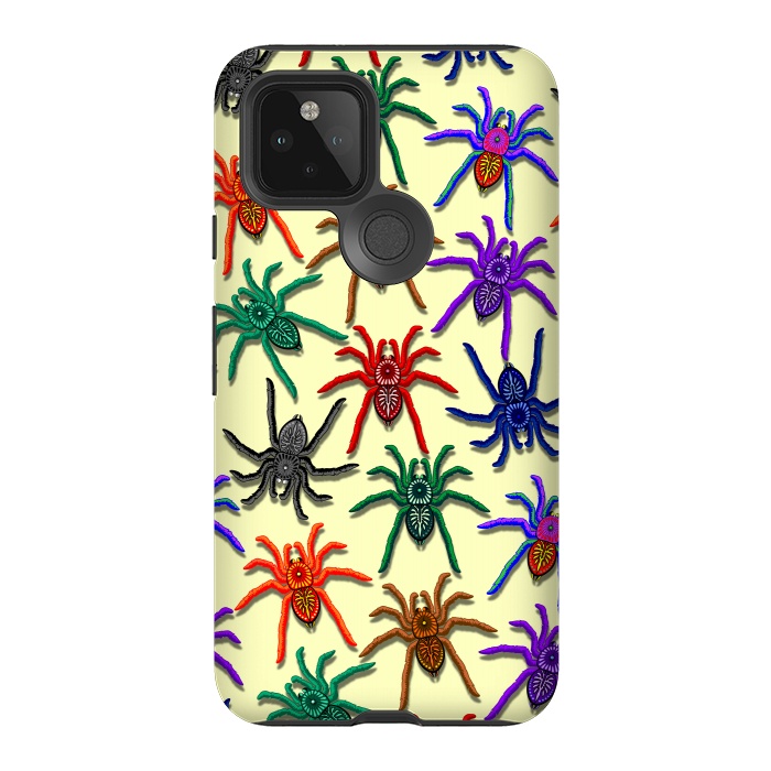 Pixel 5 StrongFit Spiders Colorful Halloween Tarantulas Pattern by BluedarkArt