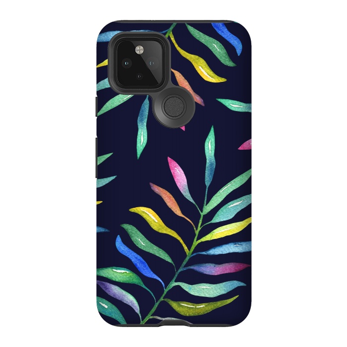 Pixel 5 StrongFit Rainbow Tropical Leaf by Noonday Design