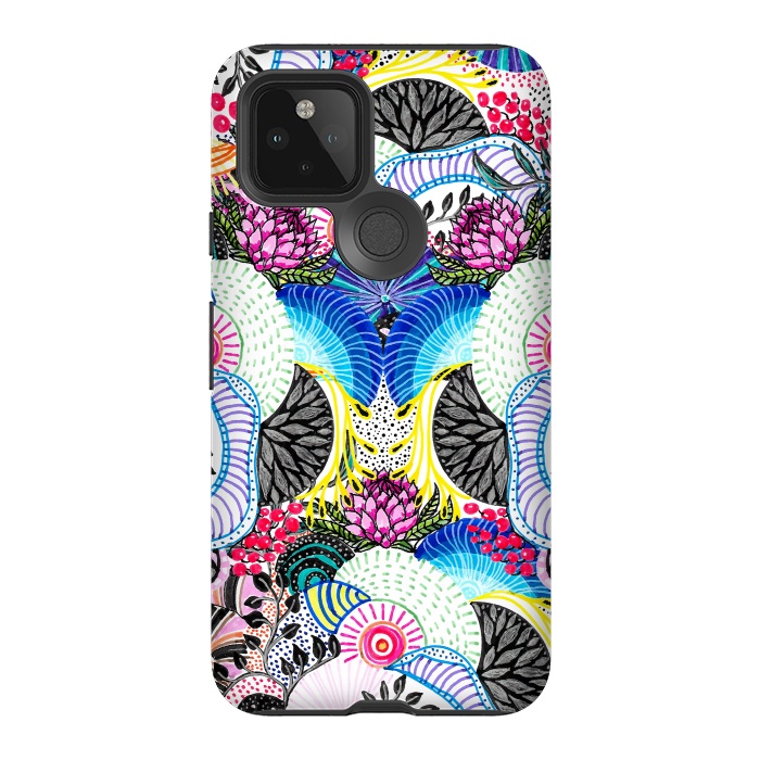Pixel 5 StrongFit Whimsical abstract hand paint design  by InovArts