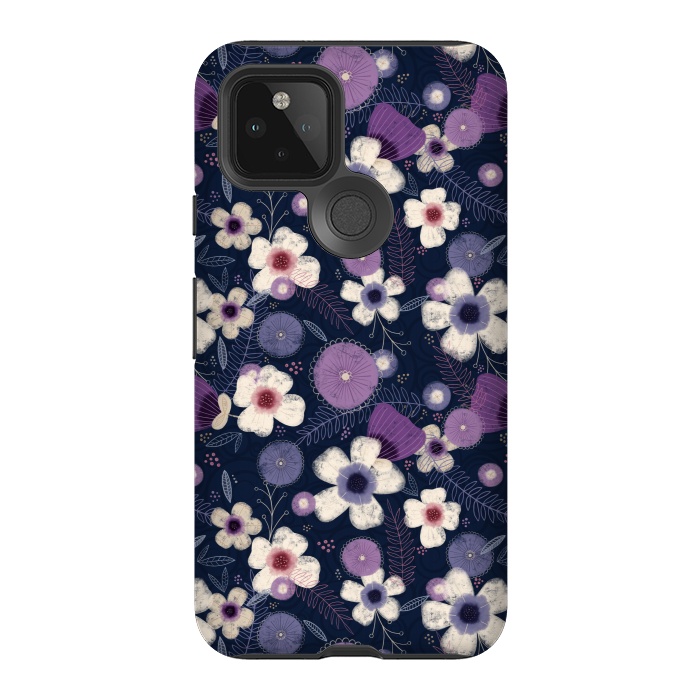 Pixel 5 StrongFit Navy & Purple Floral by Noonday Design