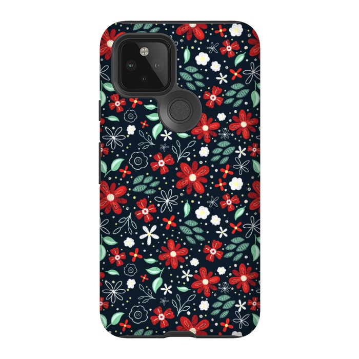 Pixel 5 StrongFit Little Christmas Flowers by Noonday Design