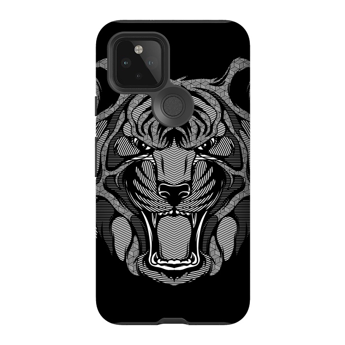Pixel 5 StrongFit Tiger Zentangle by Afif Quilimo