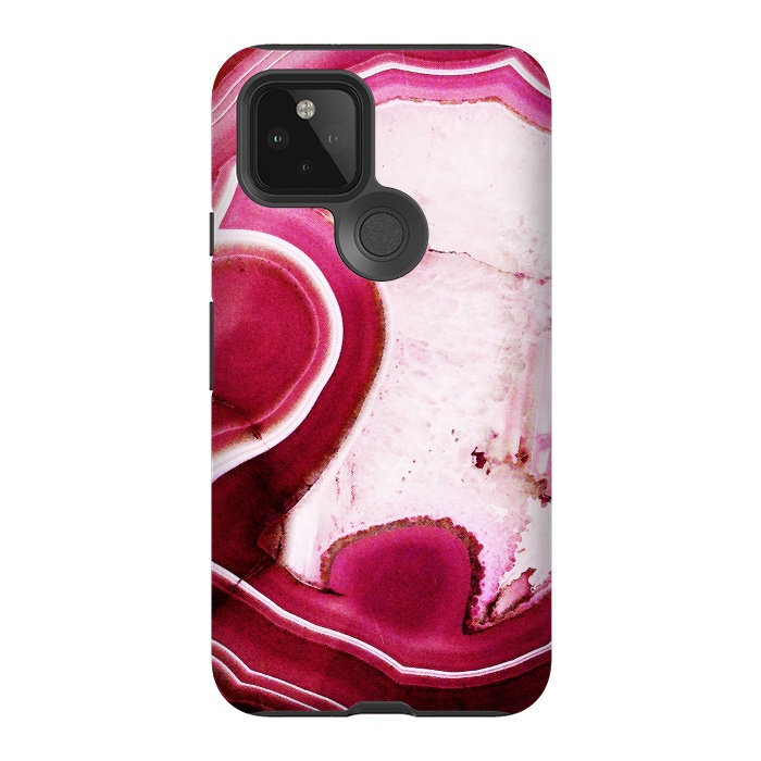 Pixel 5 StrongFit Vibrant pink agate marble by Oana 