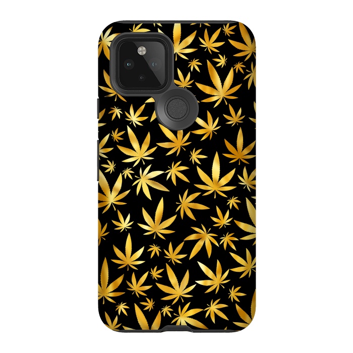 Pixel 5 StrongFit Weed Pattern - Black and Yellow by Art Design Works