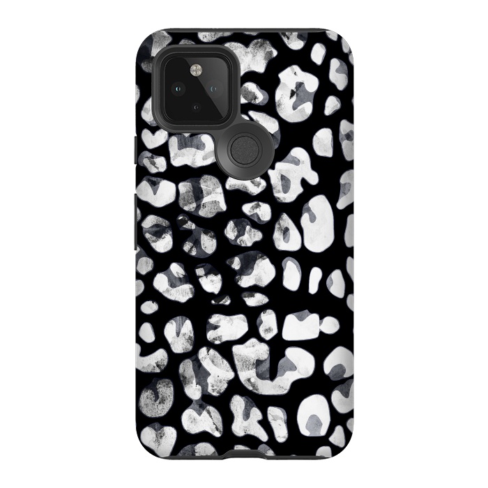 Pixel 5 StrongFit Black and white animal print leopard spots by Oana 
