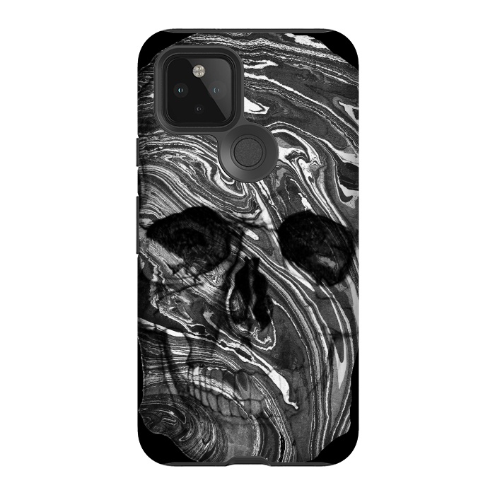 Pixel 5 StrongFit Black and white marble skull - Halloween by Oana 