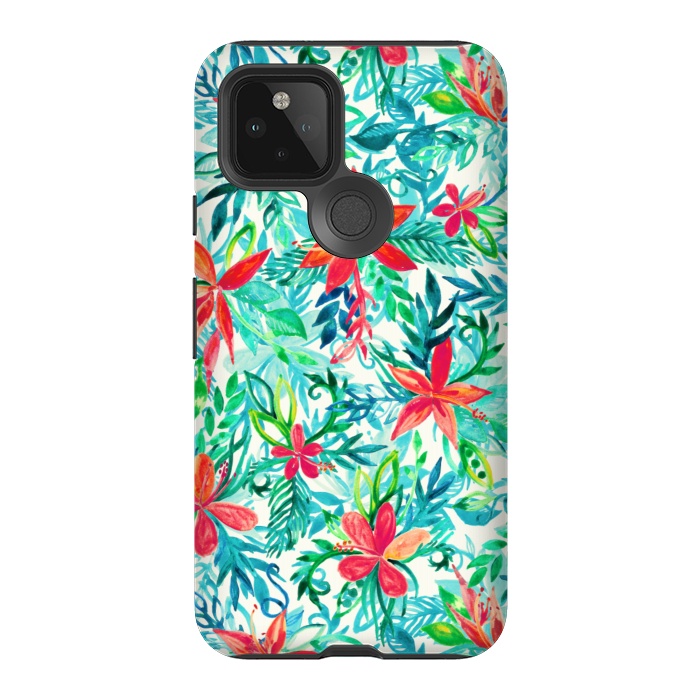 Pixel 5 StrongFit Tropical Jungle Watercolor Floral by Micklyn Le Feuvre