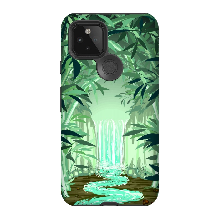 Pixel 5 StrongFit Fluorescent Waterfall on Surreal Bamboo Forest  by BluedarkArt
