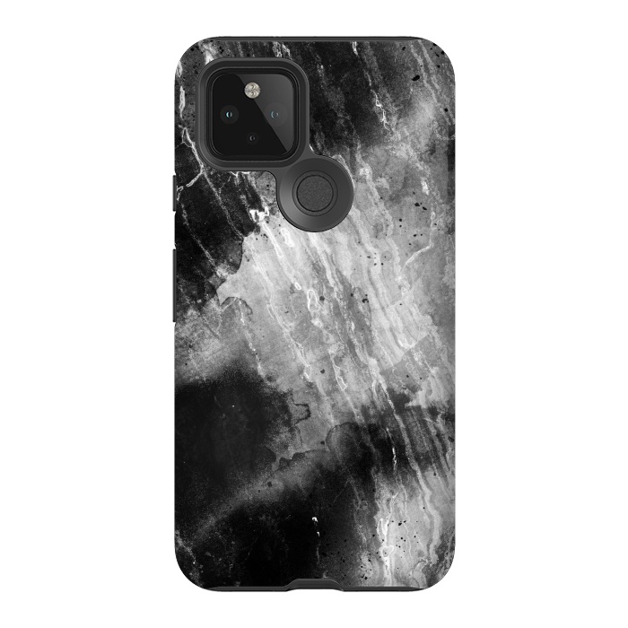 Pixel 5 StrongFit Black gray faded marble painting by Oana 