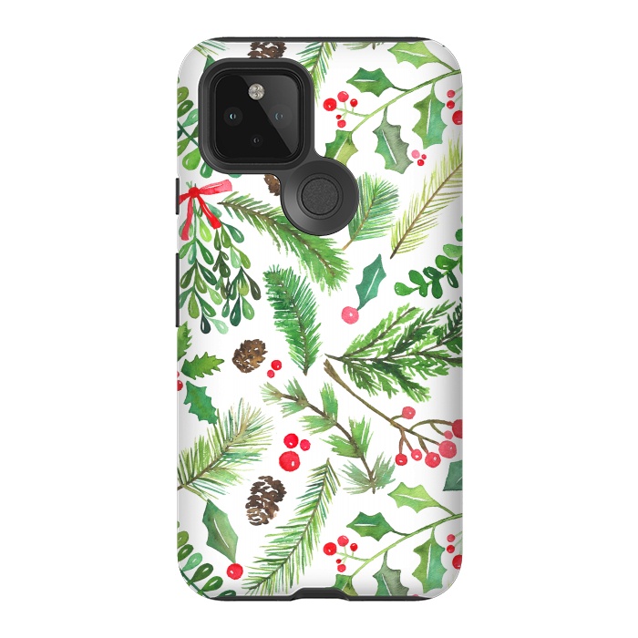 Pixel 5 StrongFit Watercolor Christmas Greenery by Noonday Design
