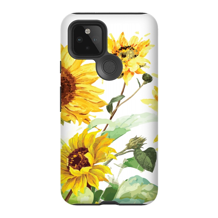 Pixel 5 StrongFit Watercolor Sunflower by Bledi