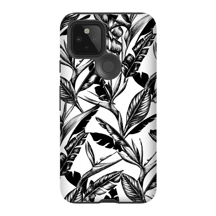 Pixel 5 StrongFit Black and White Strelitzia by gingerlique