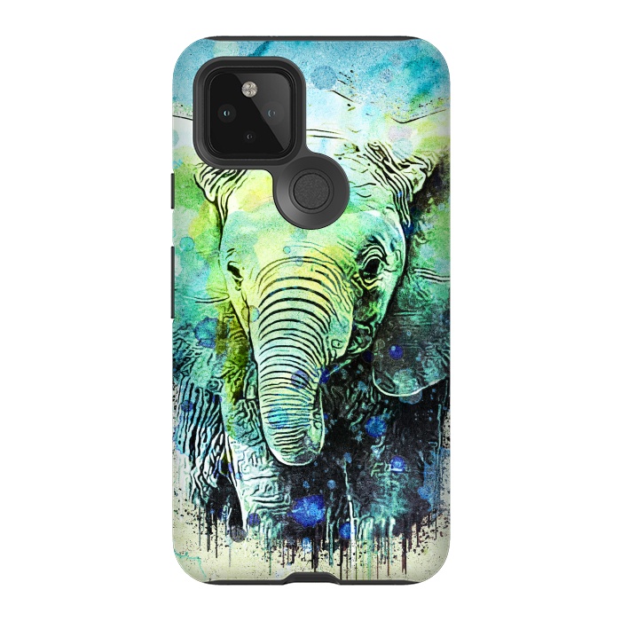 Pixel 5 StrongFit watercolor elephant by Ancello