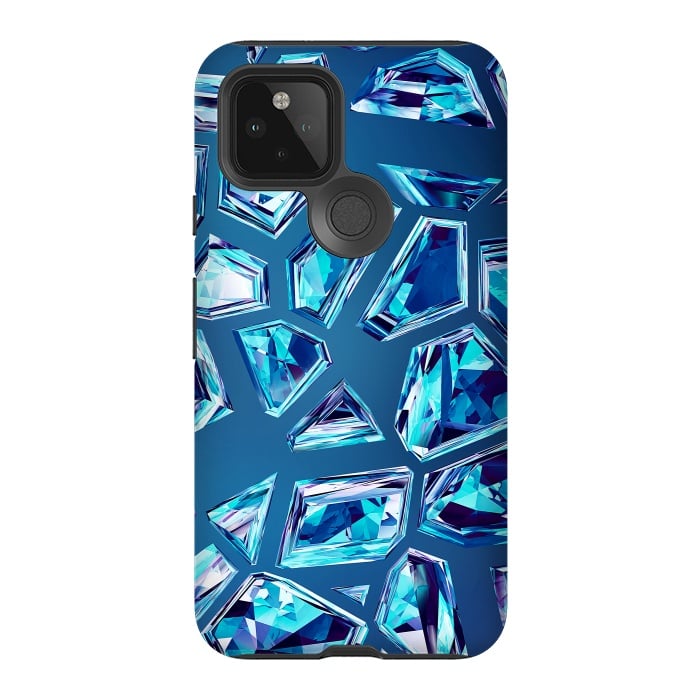 Pixel 5 StrongFit Blue Shattered Crystals by Art Design Works