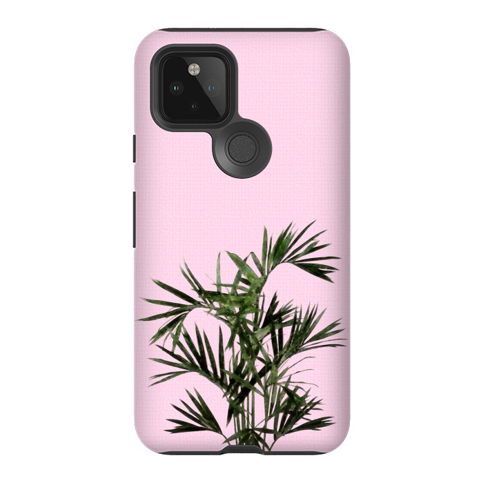 Pixel 5 StrongFit Palm Plant on Pastel Pink Wall by amini54