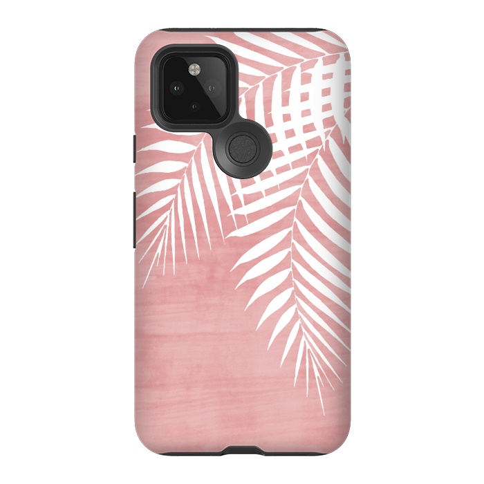 Pixel 5 StrongFit  Palm Leaves on Pink by amini54