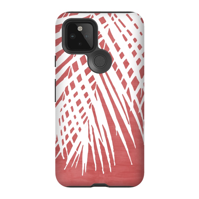 Pixel 5 StrongFit  Palm Leaves on Red by amini54