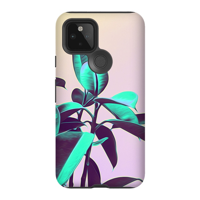 Pixel 5 StrongFit Iridescent Green Leaves by Alemi