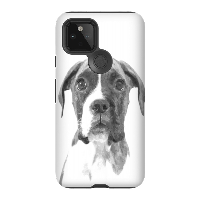 Pixel 5 StrongFit Black and White Boxer Dog by Alemi