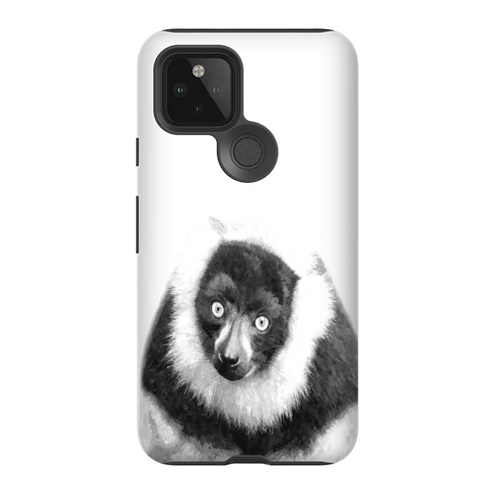 Pixel 5 StrongFit Black and White Lemur by Alemi