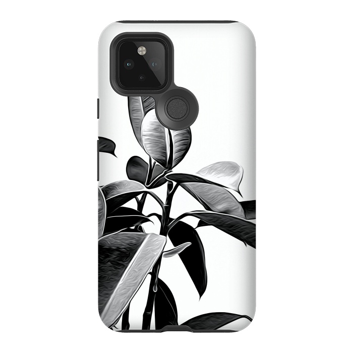 Pixel 5 StrongFit Black and White Leaves by Alemi