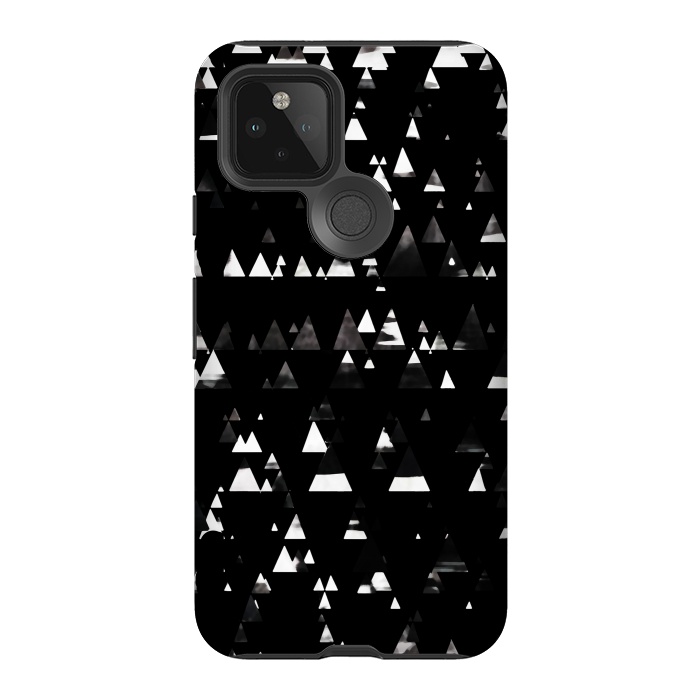 Pixel 5 StrongFit Black and white triangles pine forest by Oana 