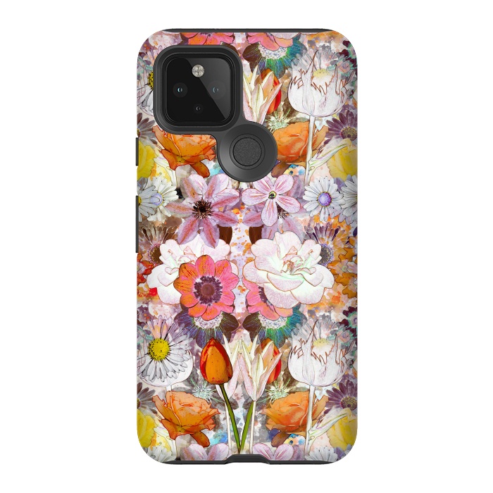 Pixel 5 StrongFit Colorful painted Marie Antoinette flowers by Oana 
