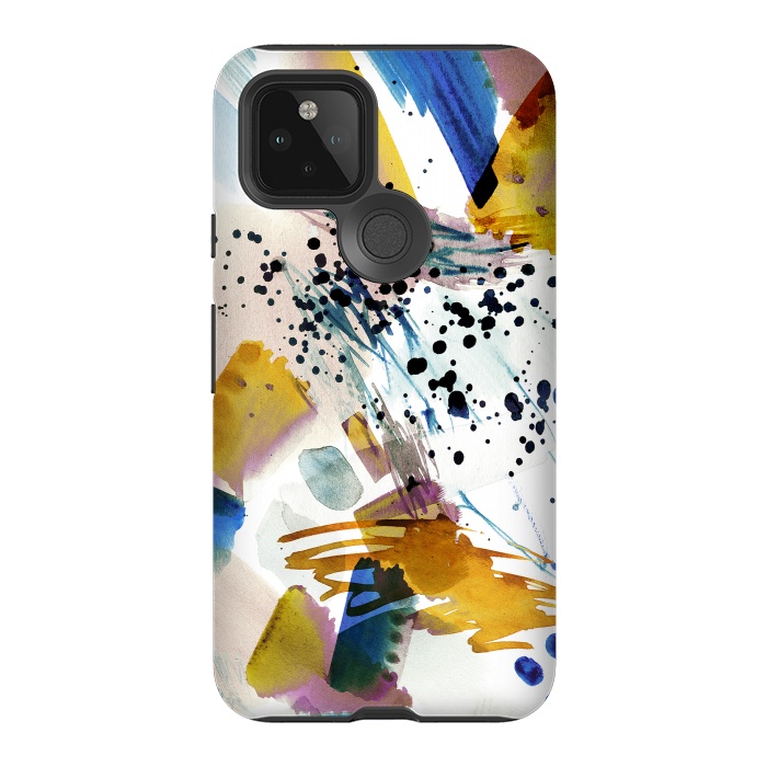 Pixel 5 StrongFit Colorful watercolor painting splatter by Oana 
