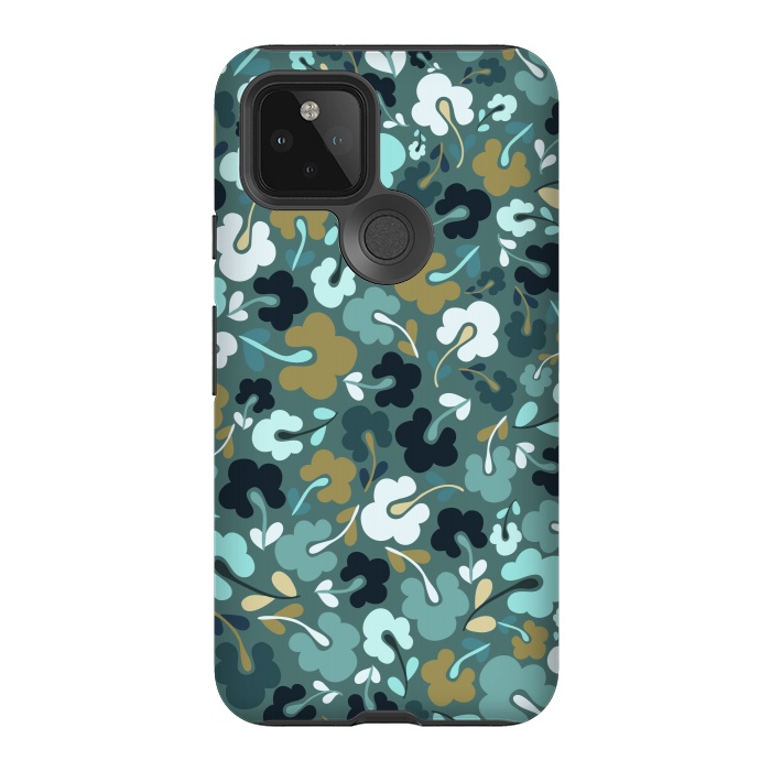 Pixel 5 StrongFit Ditsy Flowers in Navy and Green by Paula Ohreen
