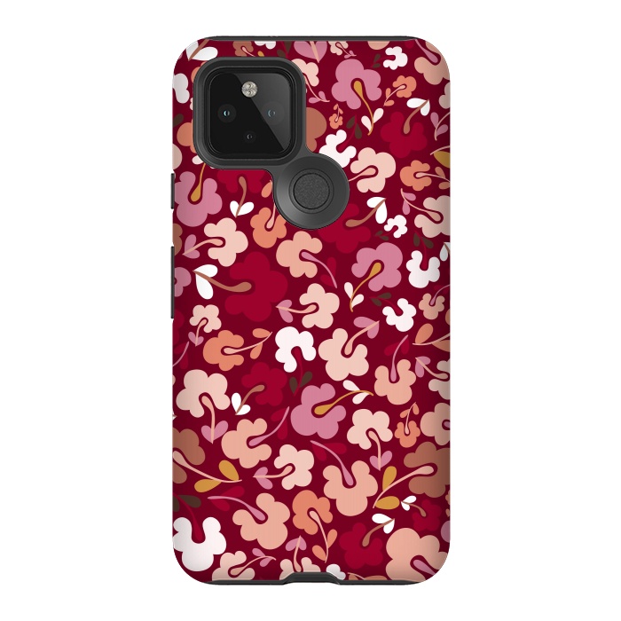 Pixel 5 StrongFit Ditsy Flowers in Pink and Orange by Paula Ohreen