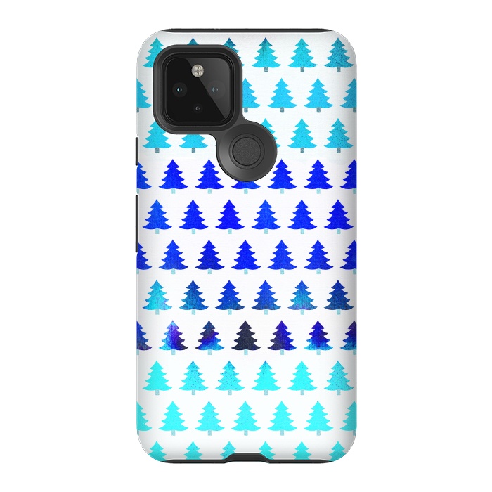 Pixel 5 StrongFit Blue pine trees pattern - Christmas sweater by Oana 