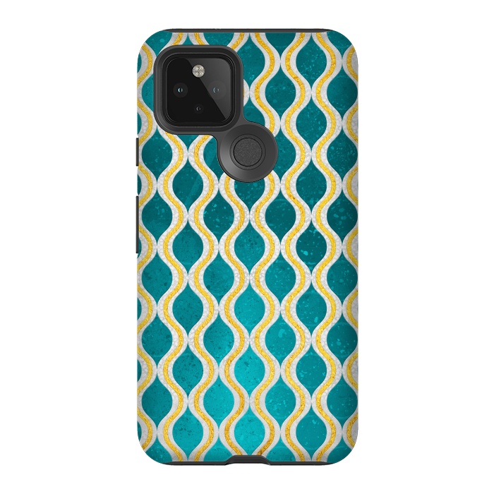 Pixel 5 StrongFit Gold - Turquoise pattern I by Art Design Works