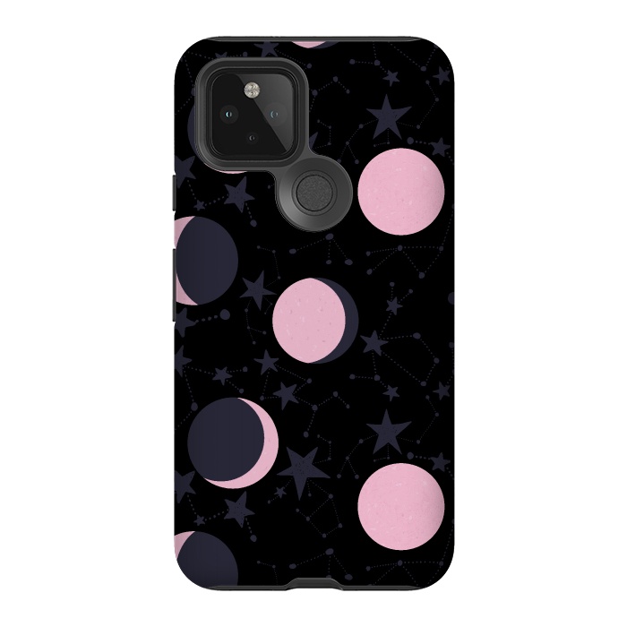 Pixel 5 StrongFit Pink moons on blue by  Utart