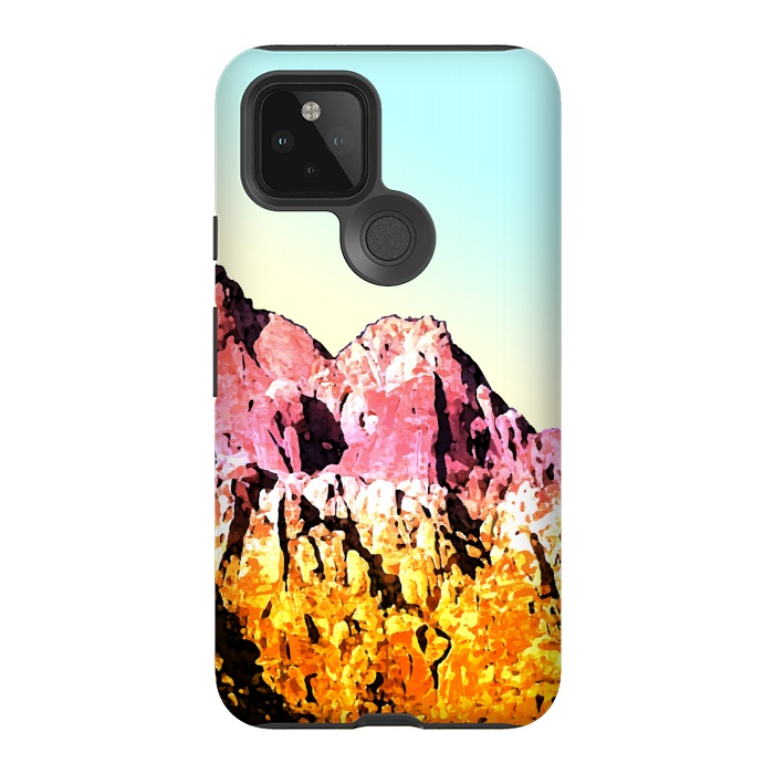 Pixel 5 StrongFit Gold and Pink Mountain by Creativeaxle