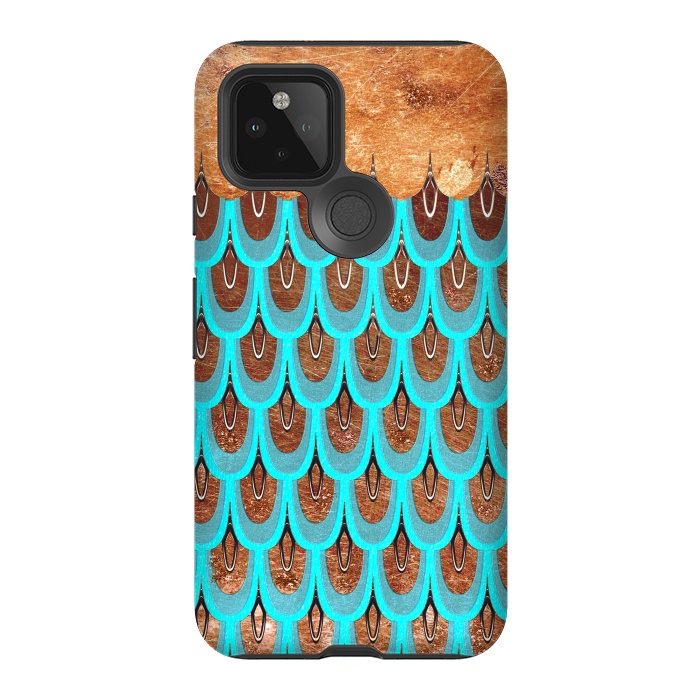 Pixel 5 StrongFit Copper and Teal Mermaid Scales by  Utart