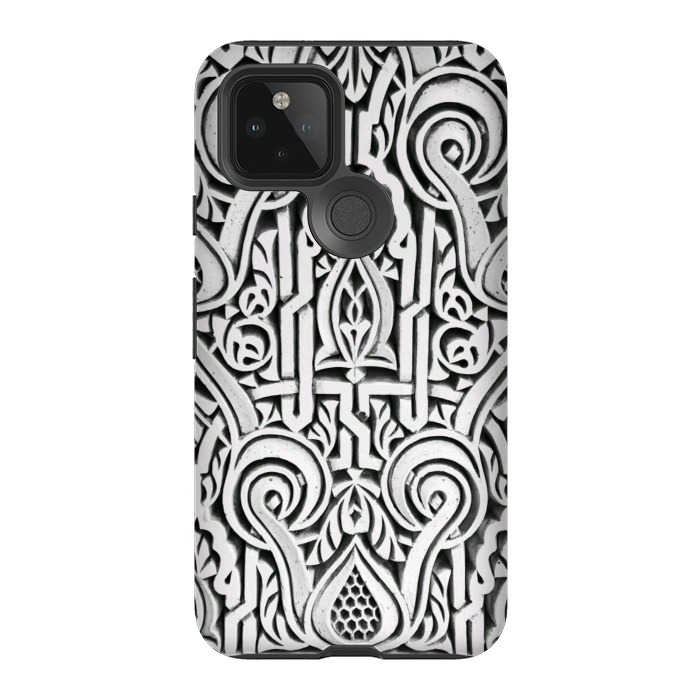 Pixel 5 StrongFit Intricate architectural botanical ornaments black and white by Oana 