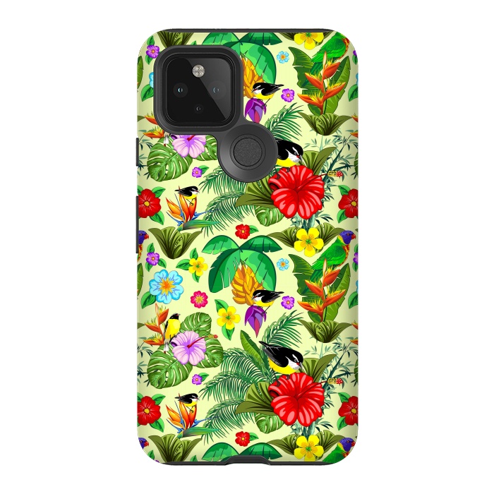 Pixel 5 StrongFit Birds and Nature Floral Exotic Seamless Pattern by BluedarkArt