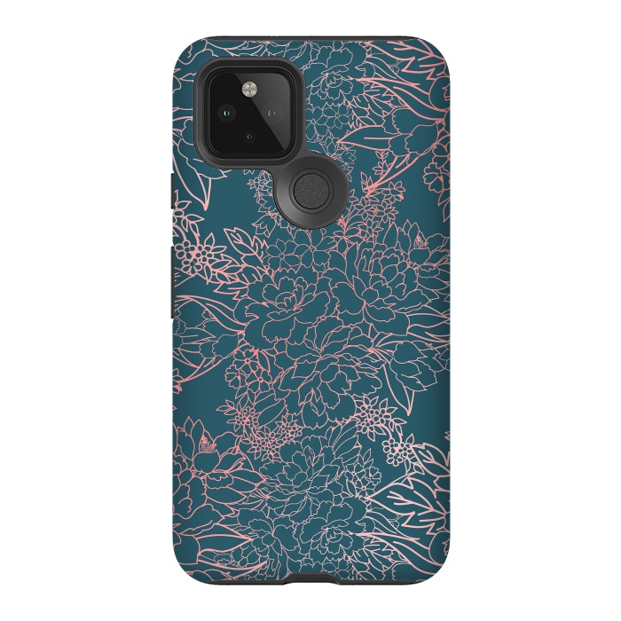 Pixel 5 StrongFit Luxury floral coral strokes doodles design by InovArts
